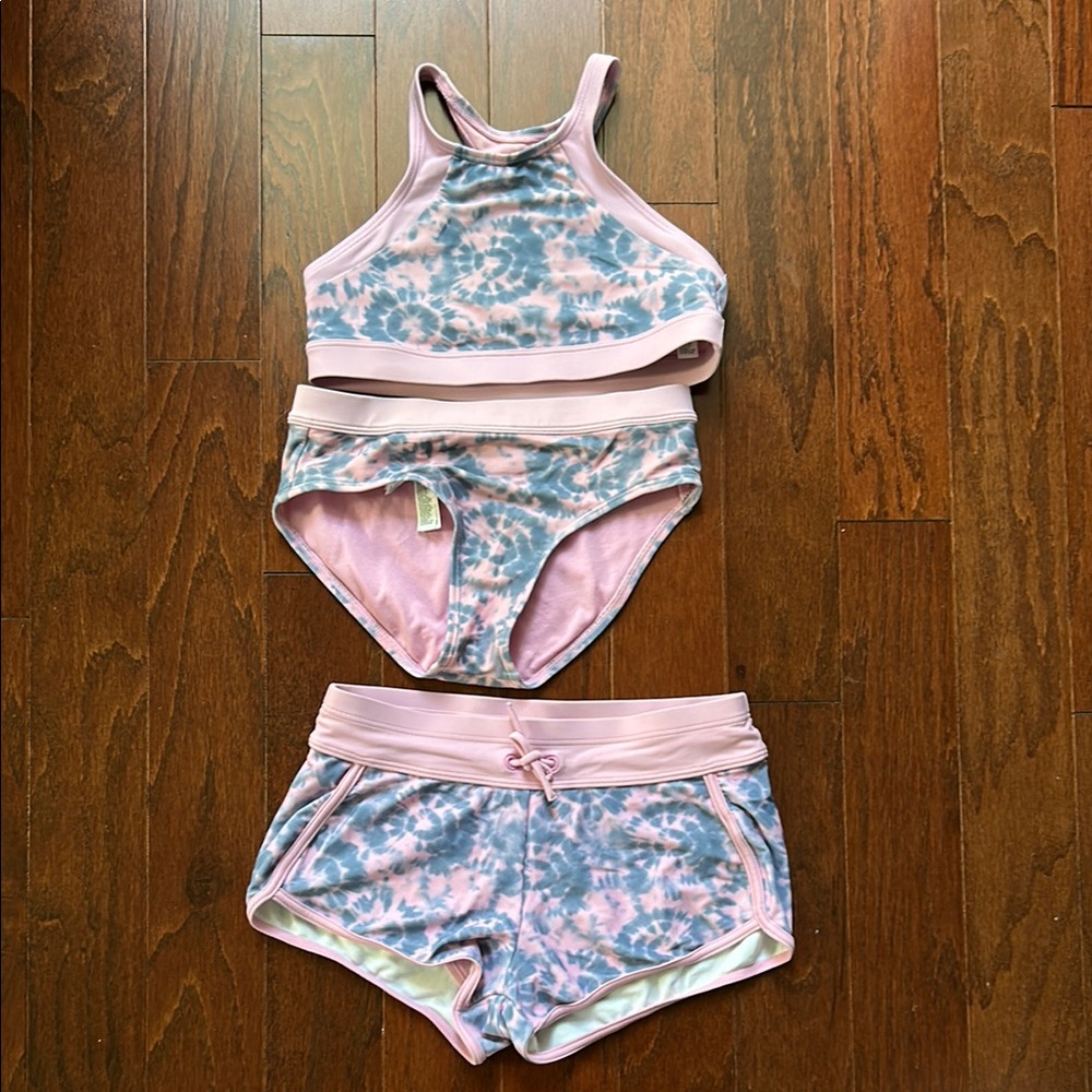 Pink and Blue Tie-Dye Activewear Set